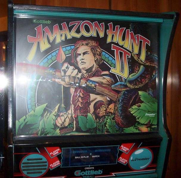 Amazon Hunt II is a pinball machine released by Gottlieb in 1987, featuring an adventurous jungle theme with challenging gameplay.