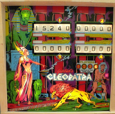 Cleopatra is an electromechanical pinball machine released by Gottlieb in 1977. Known for its Egyptian theme and vibrant playfield artwork.