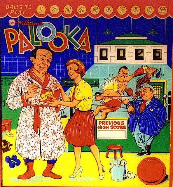 Palooka is a pinball machine released by Williams in 1964. It features a boxing theme and vibrant artwork typical of the era.