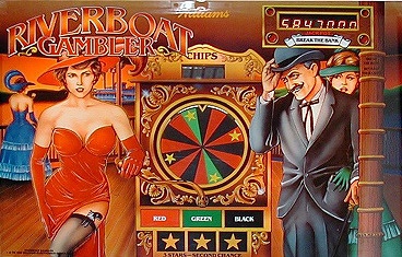 Riverboat Gambler is a pinball game by Williams, offering a unique gambling-themed play experience that combines elements of poker, blackjack, and roulette.