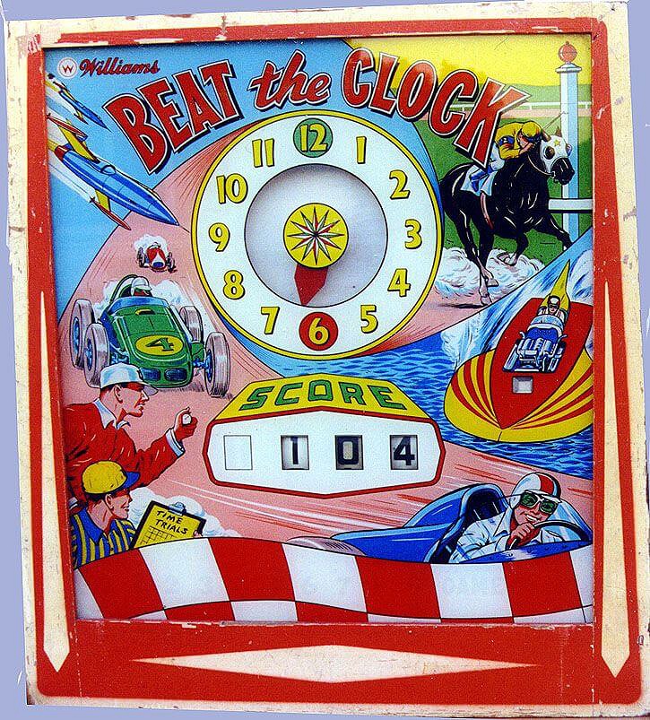 Beat the Clock is an electro-mechanical pinball machine released by Williams in 1963. It features a game clock that adds a unique timing element to the gameplay.