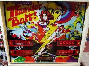 Thunderbolt is a pinball machine produced by Allied Leisure in 1976. It features classic arcade gameplay typical of mid-1970s pinball machines.