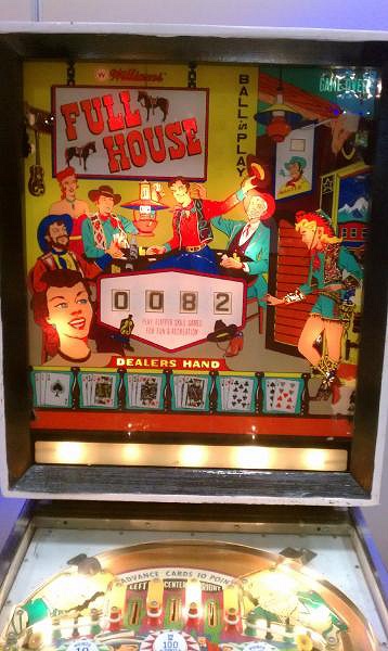 Full House is an electromechanical pinball machine designed by Norm Clark and released by Williams in 1966. It features a poker and gambling theme that was popular in casinos during the era.