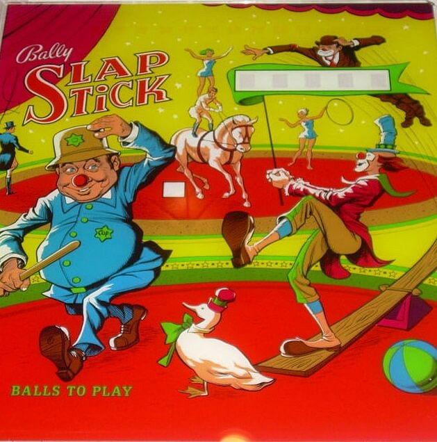 Slap Stick is a classic electromechanical pinball machine released by Bally in 1975. It features solid-state electronics and vibrant playfield art typical of the era.