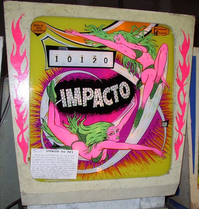 Impacto is a pinball machine produced by Recreativos Franco in 1974. This vintage machine showcases the classic pinball experience, featuring thematic elements and gameplay that was popular during the era.