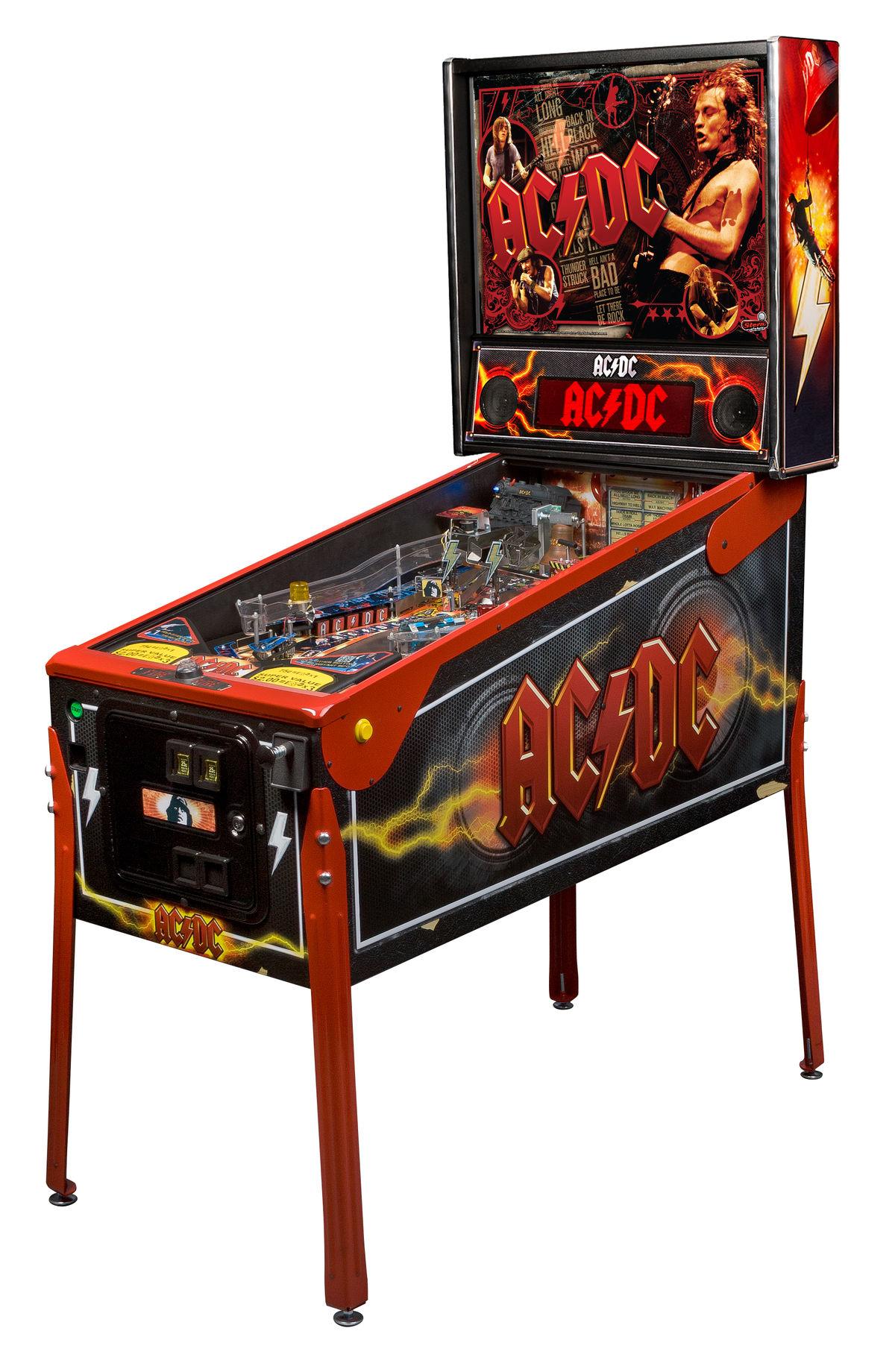 AC/DC (Premium Vault Edition) is a pinball machine manufactured by Stern Pinball, Inc. It is based on the legendary rock band AC/DC and features their music and related elements. This edition was released as part of a Vault series, offering fans and collectors another chance to own this iconic machine.