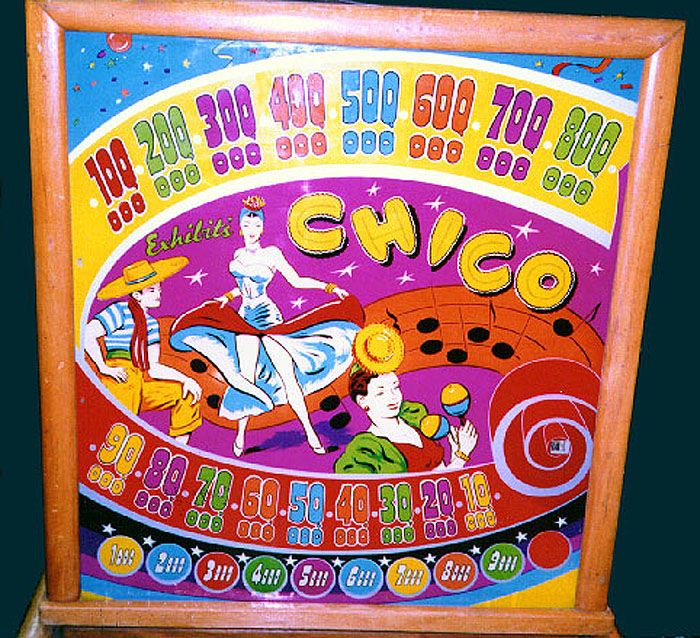 Chico is a vintage pinball machine produced by Exhibit in 1948. It features simple mechanics typical of the era, providing a nostalgic gameplay experience.