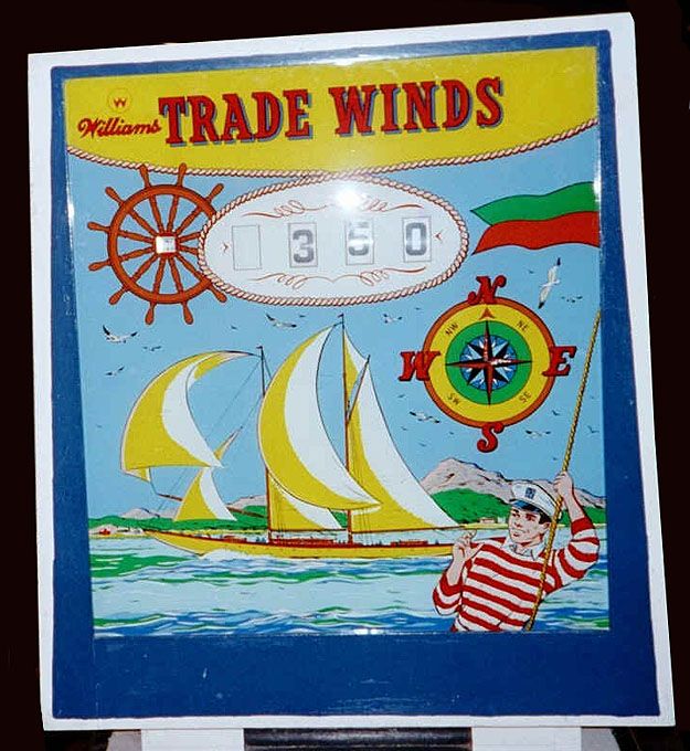 Trade Winds is a 1962 electro-mechanical (EM) pinball machine designed and manufactured by the Williams company.