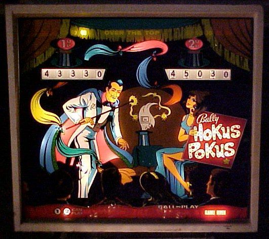 Hokus Pokus is a classic electromechanical pinball machine released by Bally in 1975. The game features a magical theme with various elements related to magic and illusions.