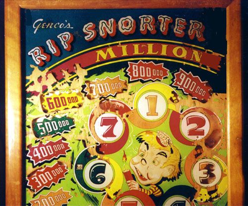 Rip Snorter is a vintage pinball machine produced by Genco in 1949. It is notable for its classic post-war design and engaging gameplay.