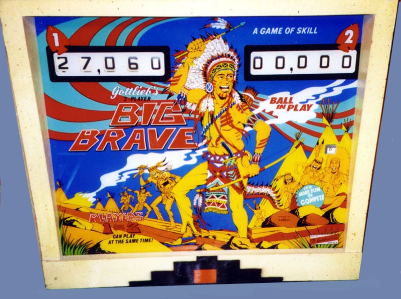 Big Brave is a 1974 pinball machine developed by Gottlieb, featuring a Native American theme.