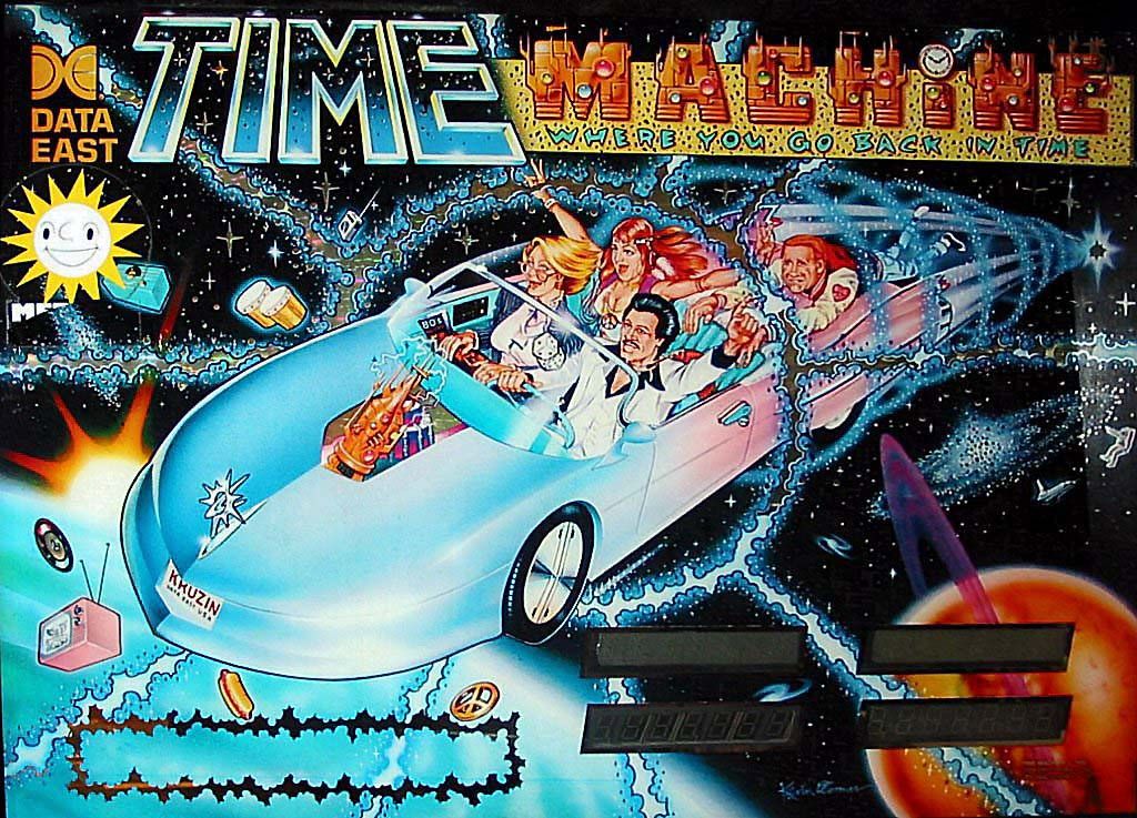 Time Machine is a pinball machine produced by Data East in 1987. It features a theme centered around time travel, with gameplay elements that include a unique 'chimes' sound feature reminiscent of older pinball tables.