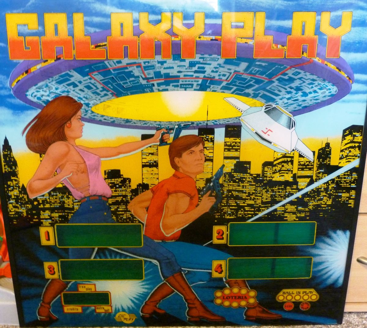 Galaxy Play is a pinball machine released by CIC Play in 1985. It features a space-themed design and is known for its engaging gameplay and vibrant artwork.