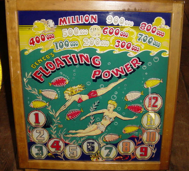 Floating Power is a pinball machine produced by Genco in 1948. It features a classic post-war design known for its mechanical ingenuity.