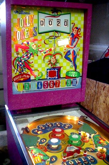 Jolly Jokers is a classic pinball machine released by Williams in 1961, featuring a card game theme centered around jokers and playing cards.
