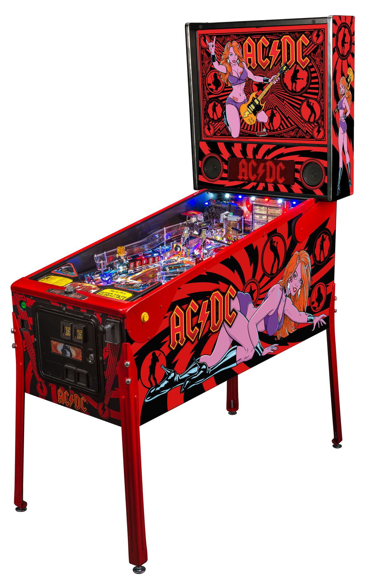 AC/DC (LUCI Vault Edition) is a special edition of the AC/DC pinball machine from Stern that features the iconic rock band's music along with custom artwork and lighting effects.