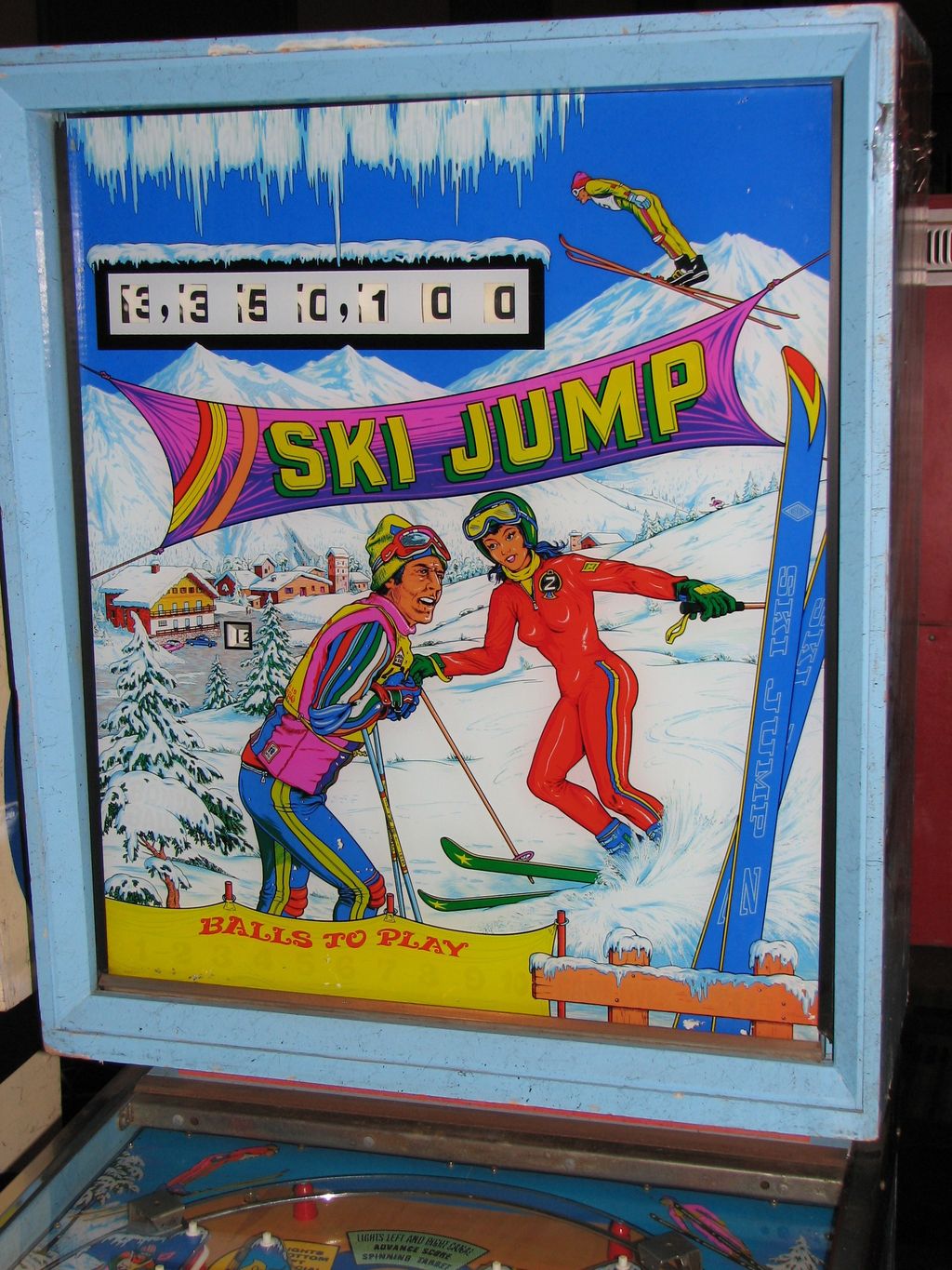 Ski Jump is an arcade pinball machine manufactured by Zaccaria in 1977, featuring a winter sports theme focused on ski jumping.