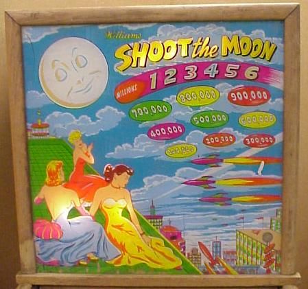 Shoot the Moon is a vintage pinball machine produced by Williams in 1951. It is a classic woodrail pinball era machine known for its art and gameplay.