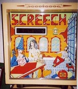 Screech is a classic pinball machine manufactured by Inder in 1975. It features exciting gameplay mechanics emblematic of the era.