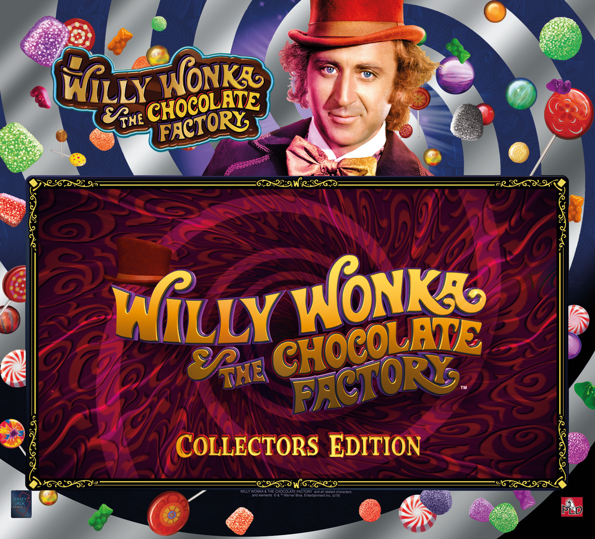 A pinball machine based on the classic 1971 film 'Willy Wonka & The Chocolate Factory,' featuring unique themes, soundtracks, and gameplay related to the magical world of Willy Wonka.