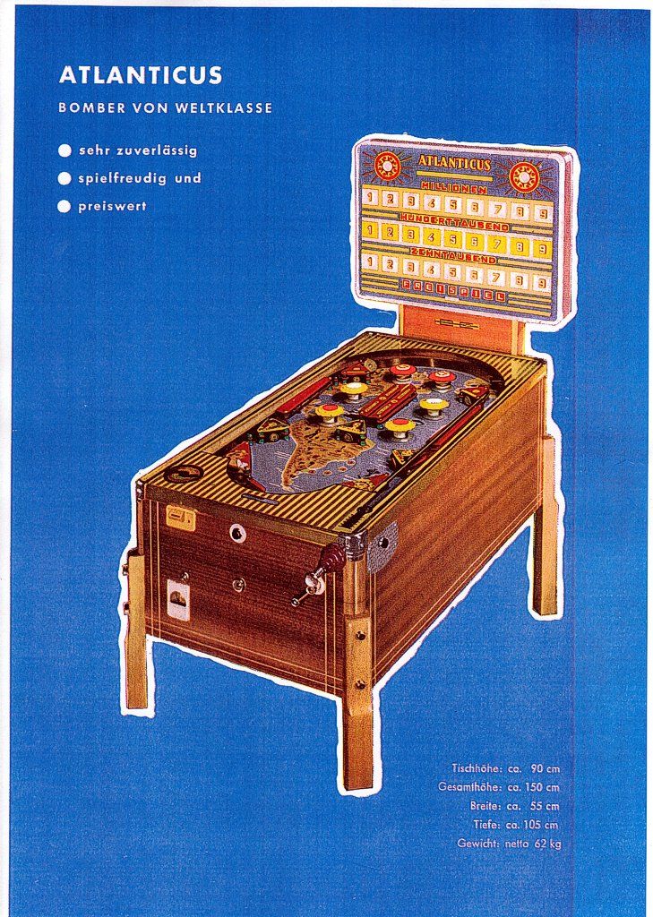 Atlanticus is a vintage pinball machine designed and manufactured by T.H. Bergmann in 1960. It is known for its classic design and mechanical gameplay.