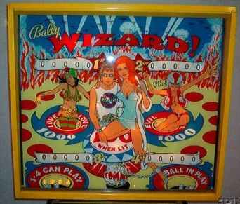 Wizard! is a pinball machine designed by Ted Zale and released by Bally in 1975. Inspired by the musical film 'Tommy' by The Who, it features artwork by Dave Christensen and is known for its vibrant pop art style.