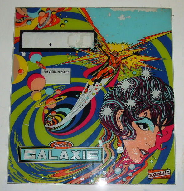 Galaxie is a pinball machine released by Gottlieb in 1970, featuring classic pop bumpers and a space-themed design.
