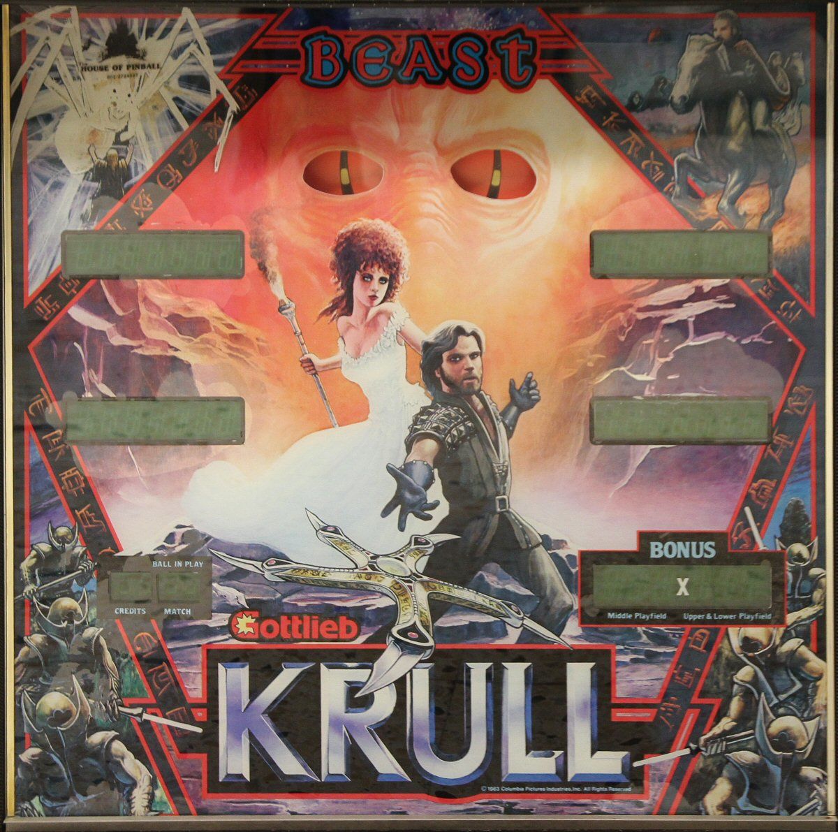 Krull is a pinball machine produced by Gottlieb in 1983, based on the science fantasy film of the same name released that same year. It features unique gameplay with both upper and lower playfields and dynamic sound effects.