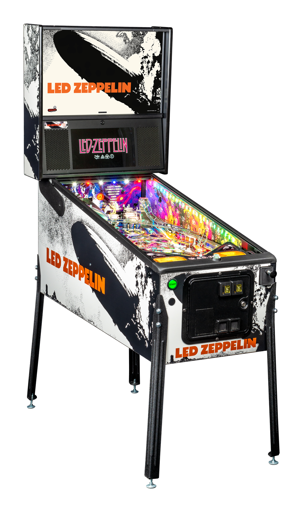Led Zeppelin (Premium) is a pinball machine released by Stern Pinball, designed to celebrate the iconic rock band Led Zeppelin with a meticulously crafted playfield and immersive game experience.