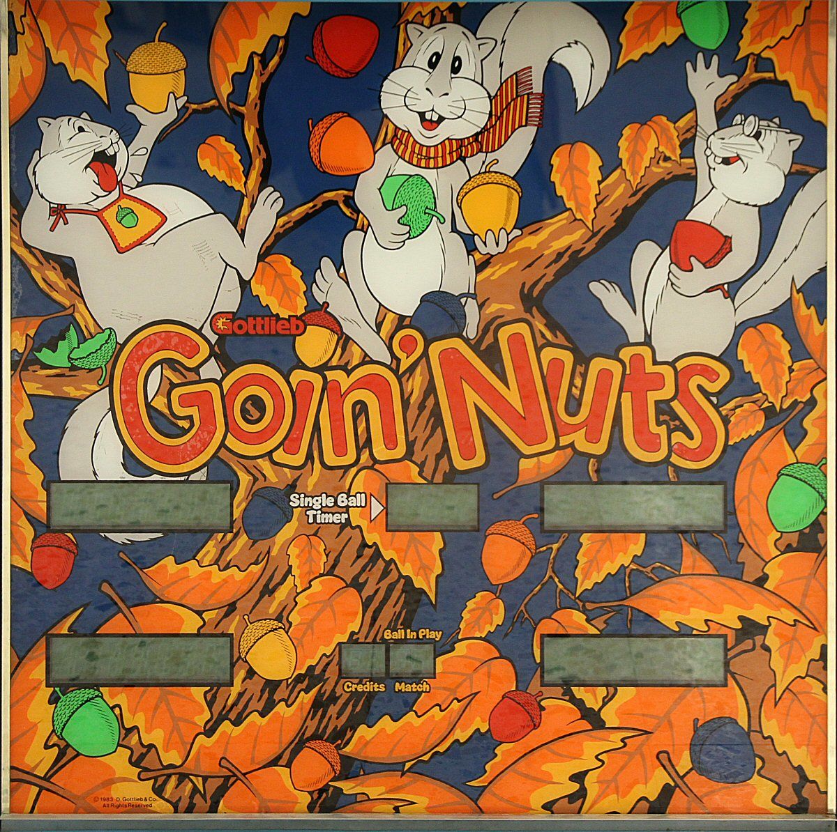 Goin' Nuts is a unique pinball machine by Gottlieb, known for its unusual and experimental design. It features a timed game play instead of the traditional ball-based play.