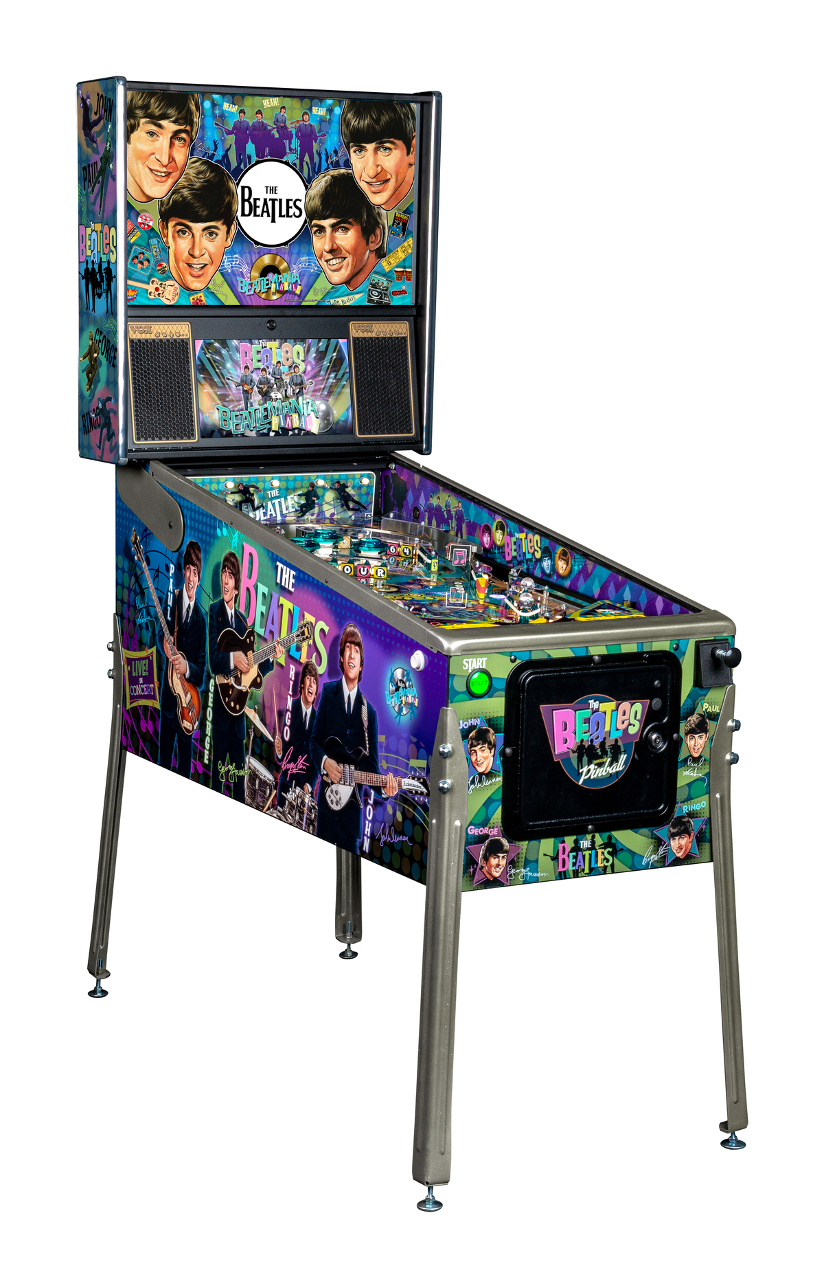 A pinball machine themed around the legendary band The Beatles, produced by Stern in 2018. The game features iconic music and imagery from the band, offering a nostalgic experience for fans.